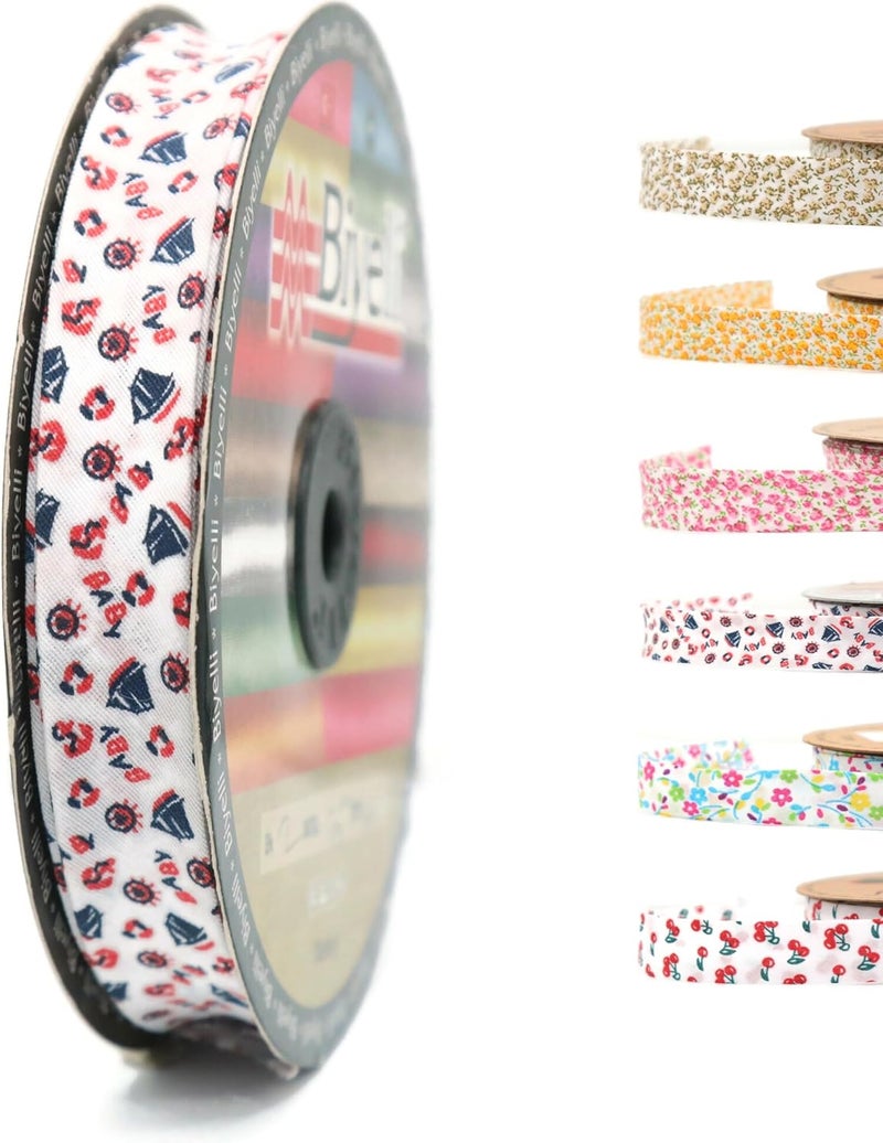 Biyelli Cotton Fold Bias Binding Tape - 3/4 Inches (20mm) Wide - 27 Yards - Blue Ships Single Fold Cotton Fold Bias Binding Tape for Sewing Clothing DIY A5 - Image 1